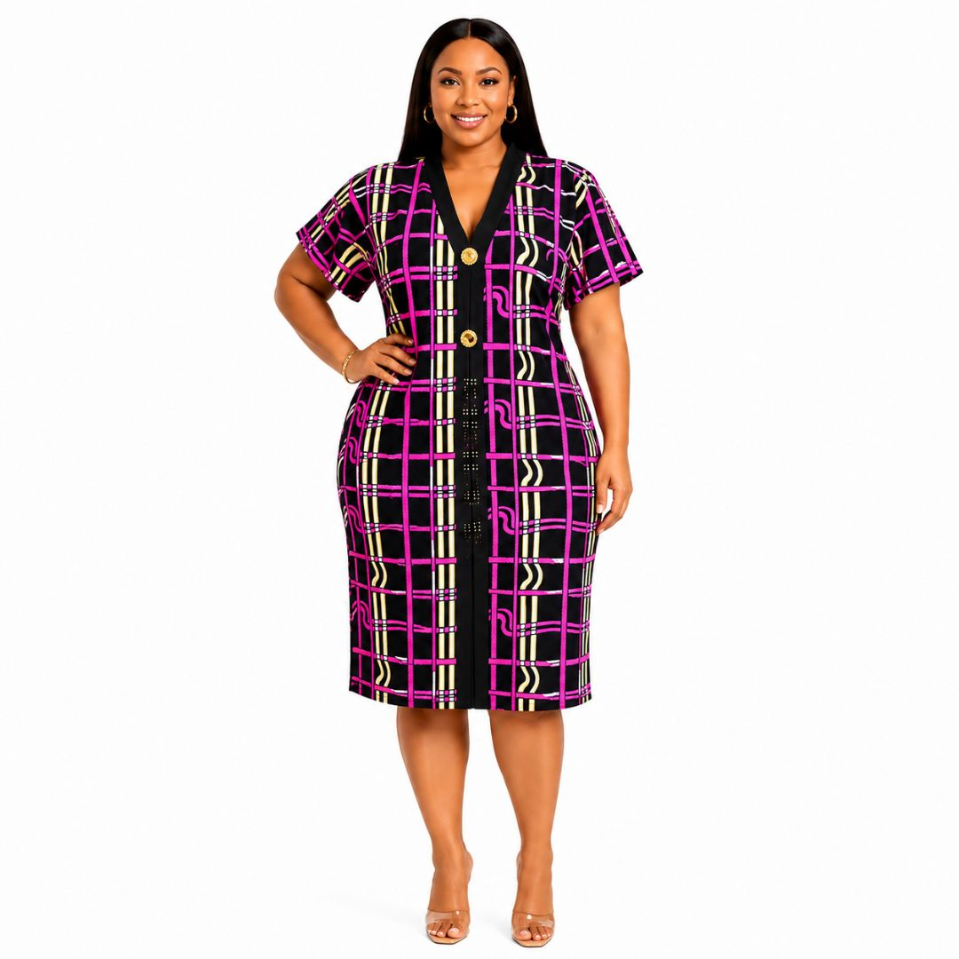 Womens Short Sleeve Printed Tunic Dress